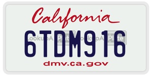 6TDM916 license plate in California