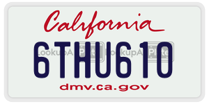 6THU610 license plate in California