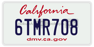 6TMR708  license plate in CA