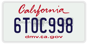 6TOC998  license plate in CA