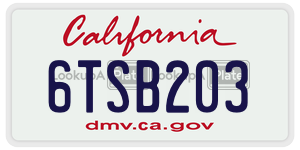 6TSB203 license plate in California