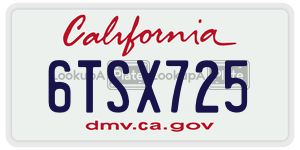 6TSX725 license plate in California
