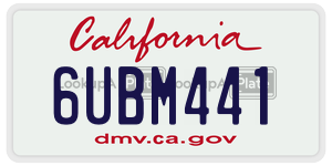 6UBM441 license plate in California