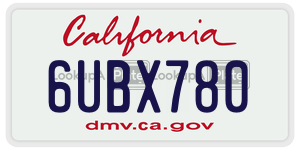 6UBX780 license plate in California