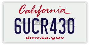 6UCR430 license plate in California