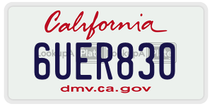 6UER830 license plate in California