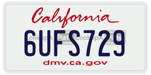 6UFS729  license plate in CA