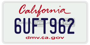 6UFT962 license plate in California