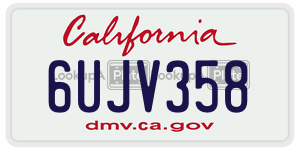 6UJV358  license plate in CA