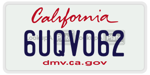 6UQV062 license plate in California