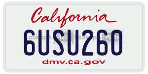 6USU260 license plate in California