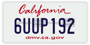 6UUP192 license plate in California