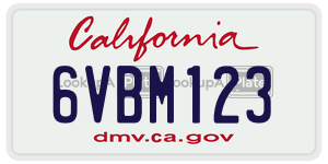6VBM123  license plate in CA
