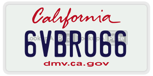 6VBR066 license plate in California