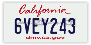 6VEY243 license plate in California