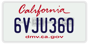 6VJU360 license plate in California