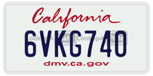 6VKG740 license plate in California