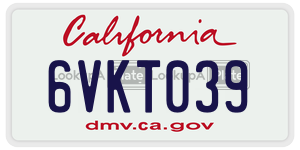 6VKT039 license plate in California