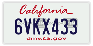 6VKX433  license plate in CA