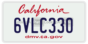 6VLC330 license plate in California
