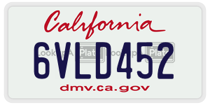 6VLD452 license plate in California
