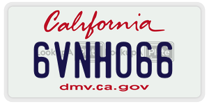 6VNH066 license plate in California