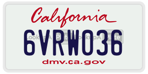6VRW036  license plate in CA