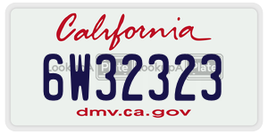 6W32323  license plate in CA