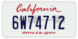 6W74712 license plate in California