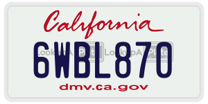 6WBL870 license plate in California
