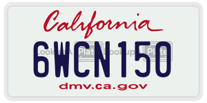 6WCN150 license plate in California