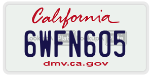 6WFN605  license plate in CA