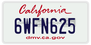 6WFN625  license plate in CA