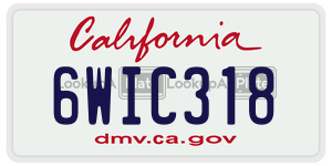 6WIC318 license plate in California