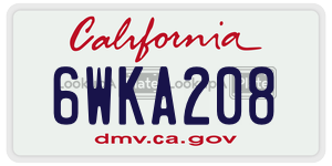 6WKA208 license plate in California
