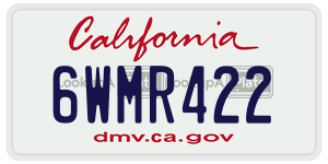 6WMR422  license plate in CA