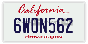 6WON562  license plate in CA