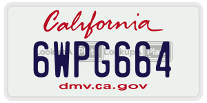 6WPG664  license plate in CA