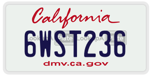 6WST236 license plate in California