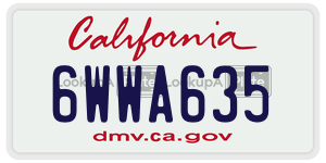 6WWA635 license plate in California