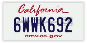 6WWK692 license plate in California