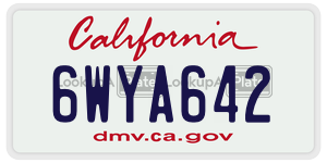 6WYA642 license plate in California