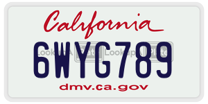 6WYG789 license plate in California
