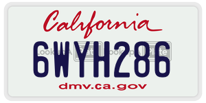 6WYH286 license plate in California