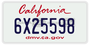 6X25598 license plate in California