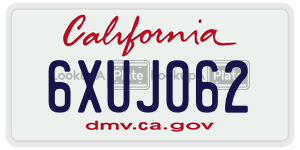 6XUJ062 license plate in California