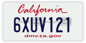 6XUV121 license plate in California