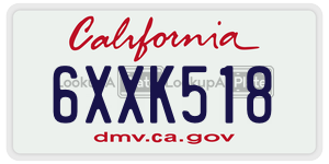 6XXK518  license plate in CA