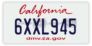 6XXL945 license plate in California