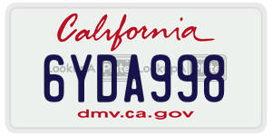 6YDA998 license plate in California